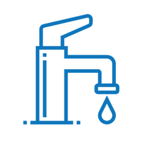blue outline clipart of a faucet