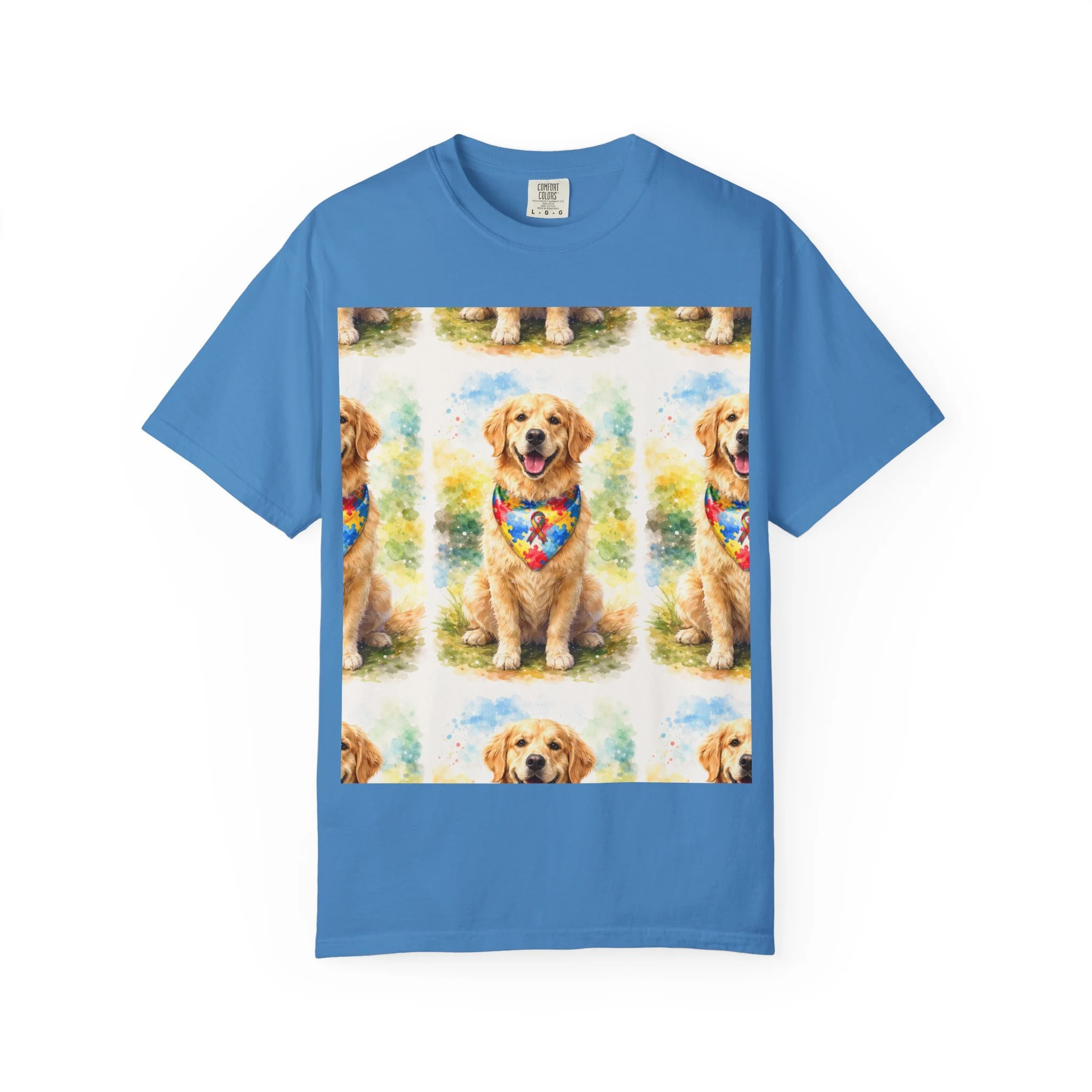 Golden Retriever Autism Awareness Watercolor Dog Tee thumbnail