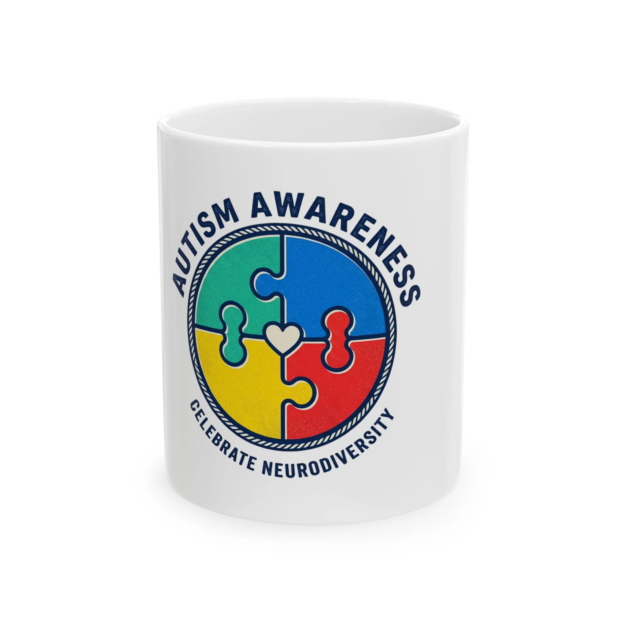 Autism Awareness Ceramic Mug — Celebrate Neurodiversity Puzzle Heart (11oz & 15oz) thumbnail