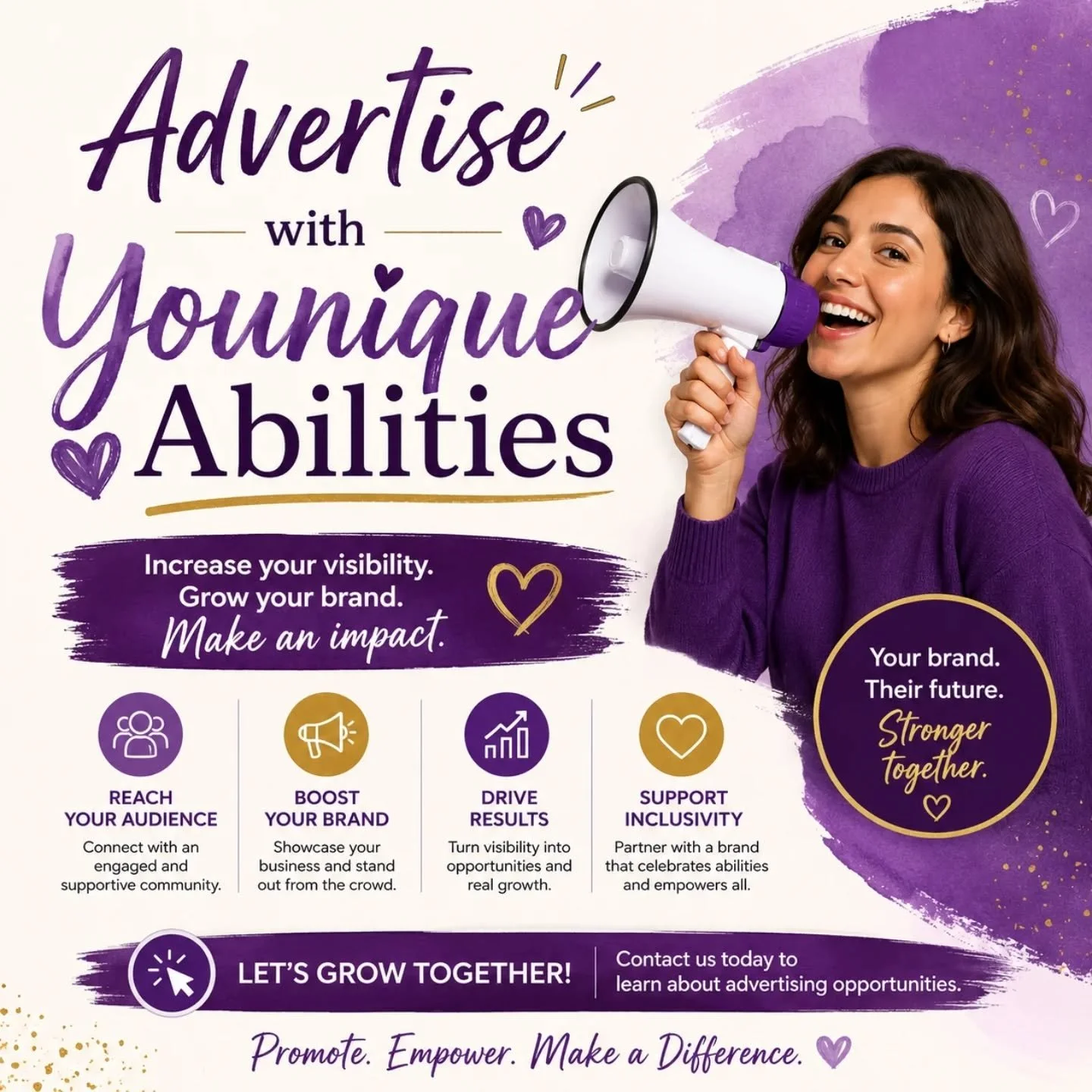 🌟 Advertise with Younique Abilities 🌟

Looking to connect your brand with a positive, inclusive, and engaged community? Partner with Younique Abilities and help make a difference while growing your visibility. 💙

By advertising with us, you&rsquo;