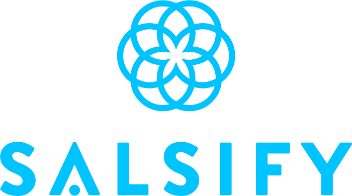 Logo featuring a blue, geometric, interconnected flower-like symbol with the text 'SALSY' below it.
