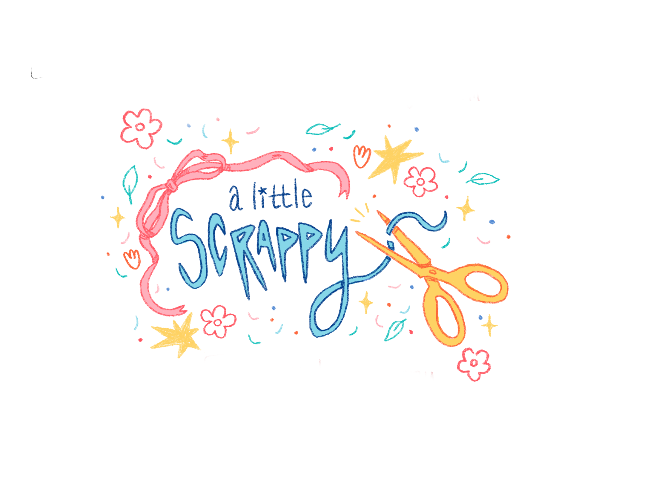 Colorful neon style illustration with the words 'Happy Super Sale' and various decorative elements like stars and streamers.