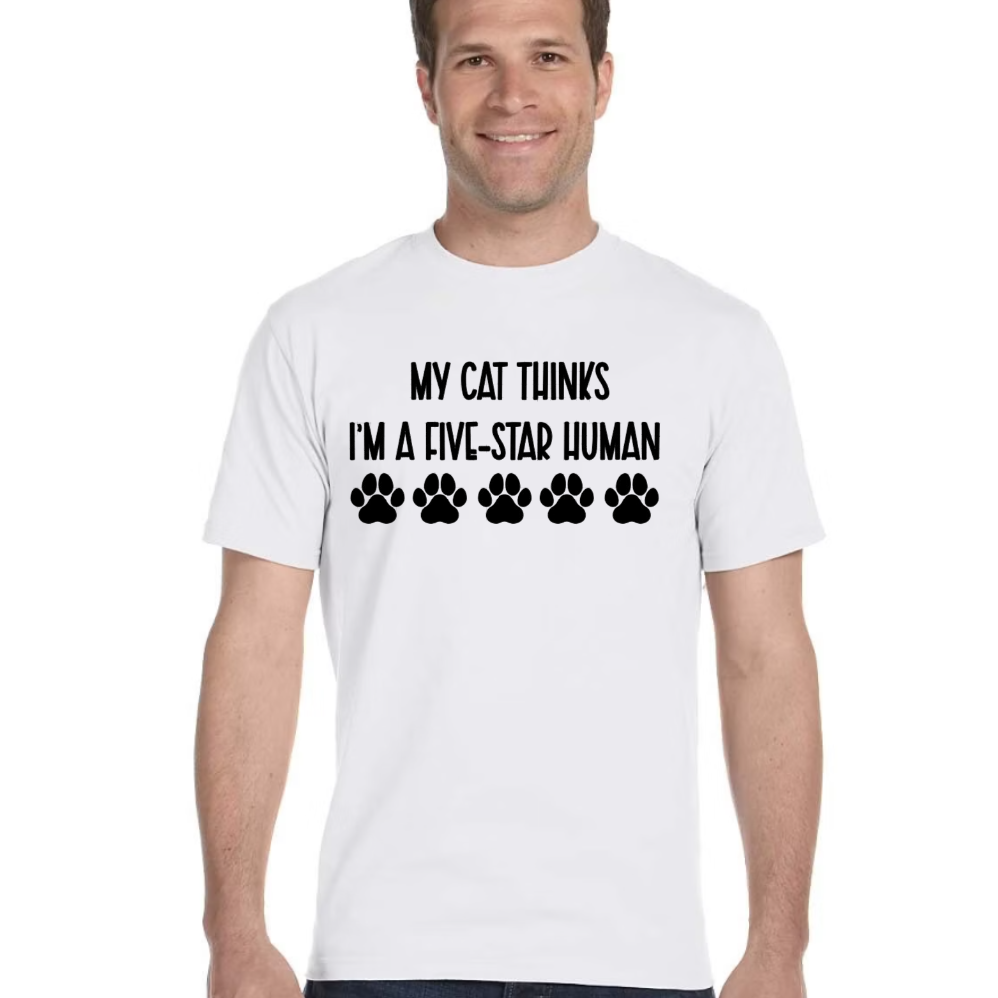 my cat thinks im a 5 star human tshirt.png