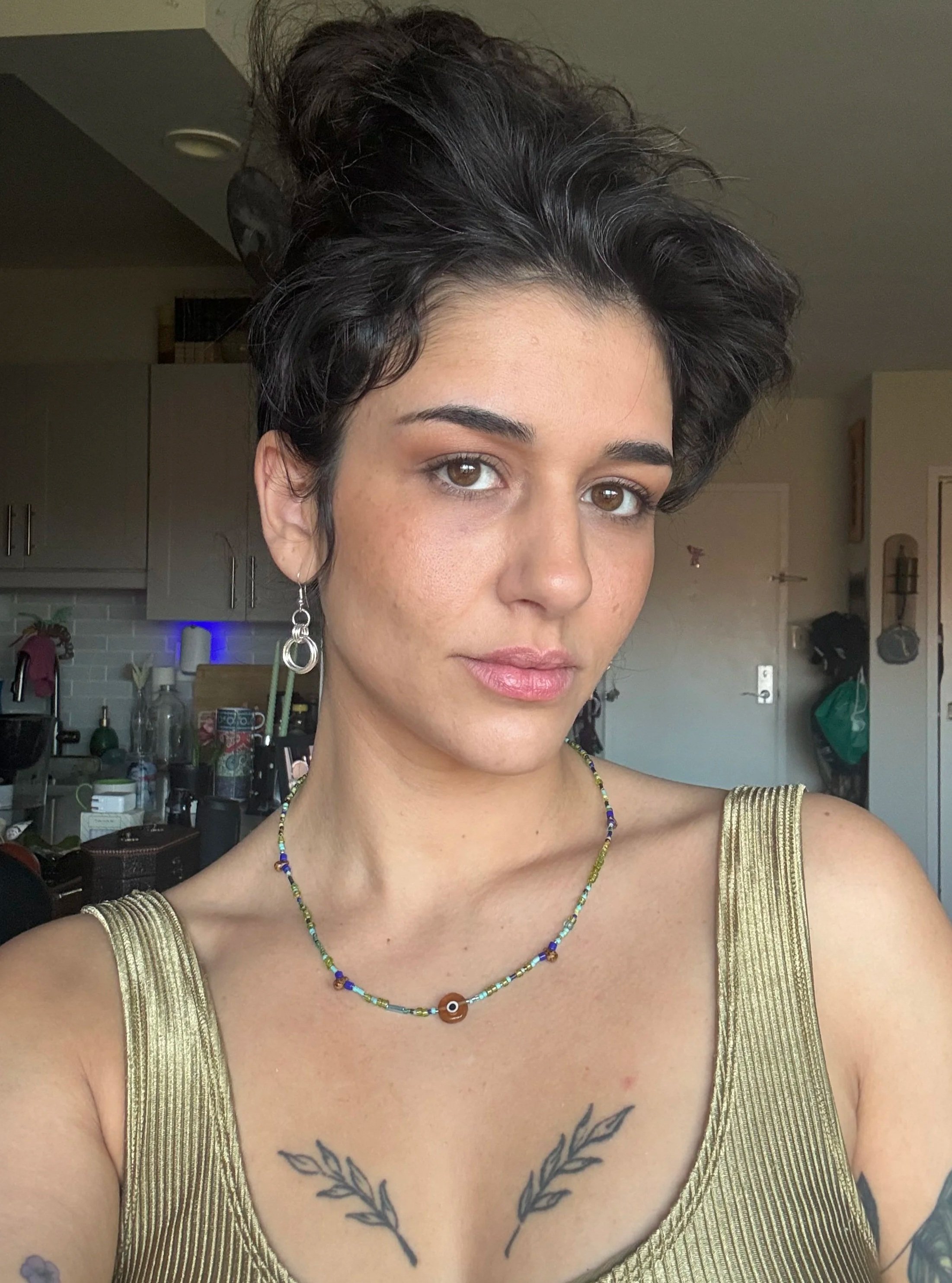 Yellow Evil Eye Teardrop Necklace