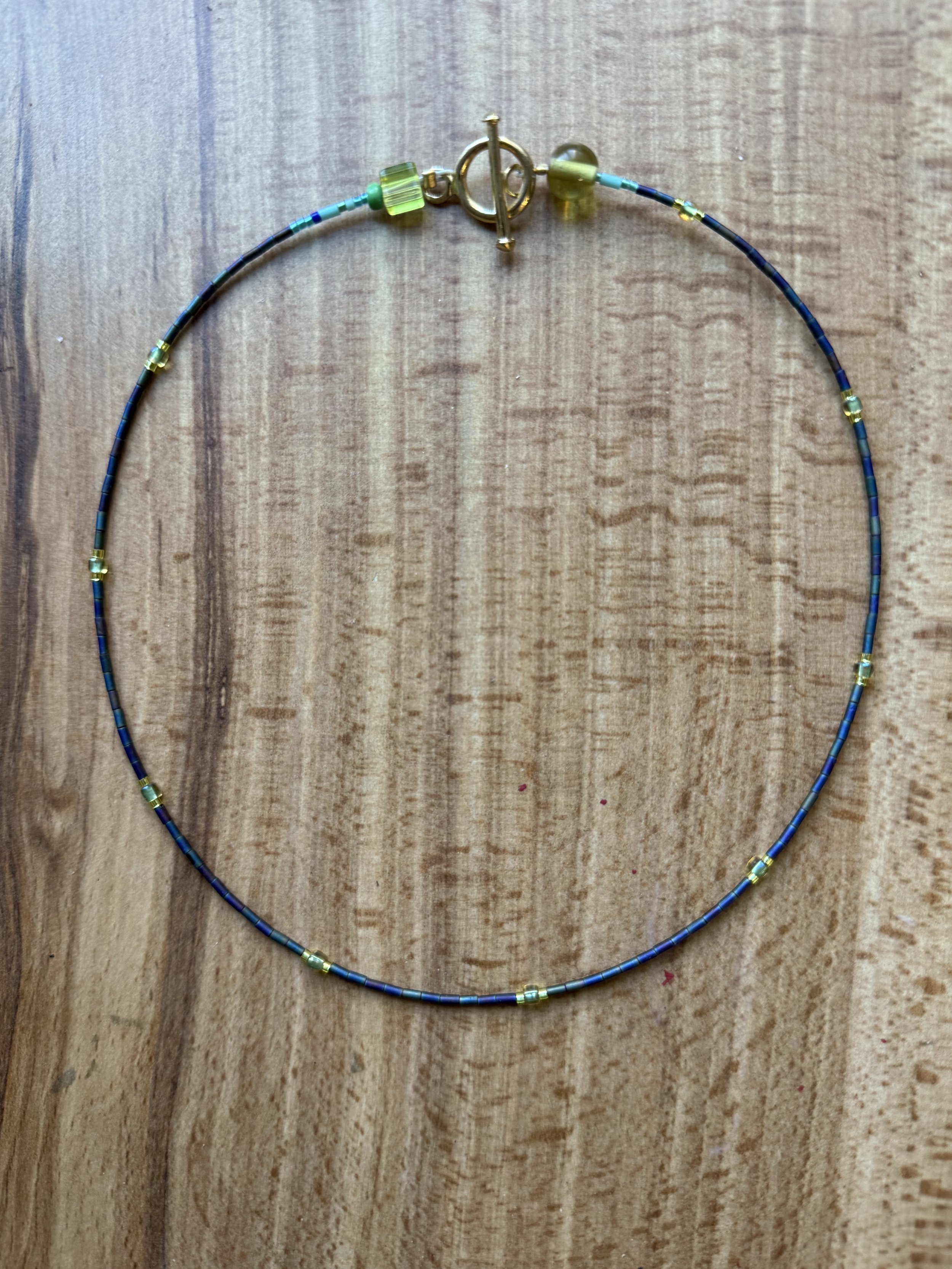 Peacock Green Beaded Choker Necklace