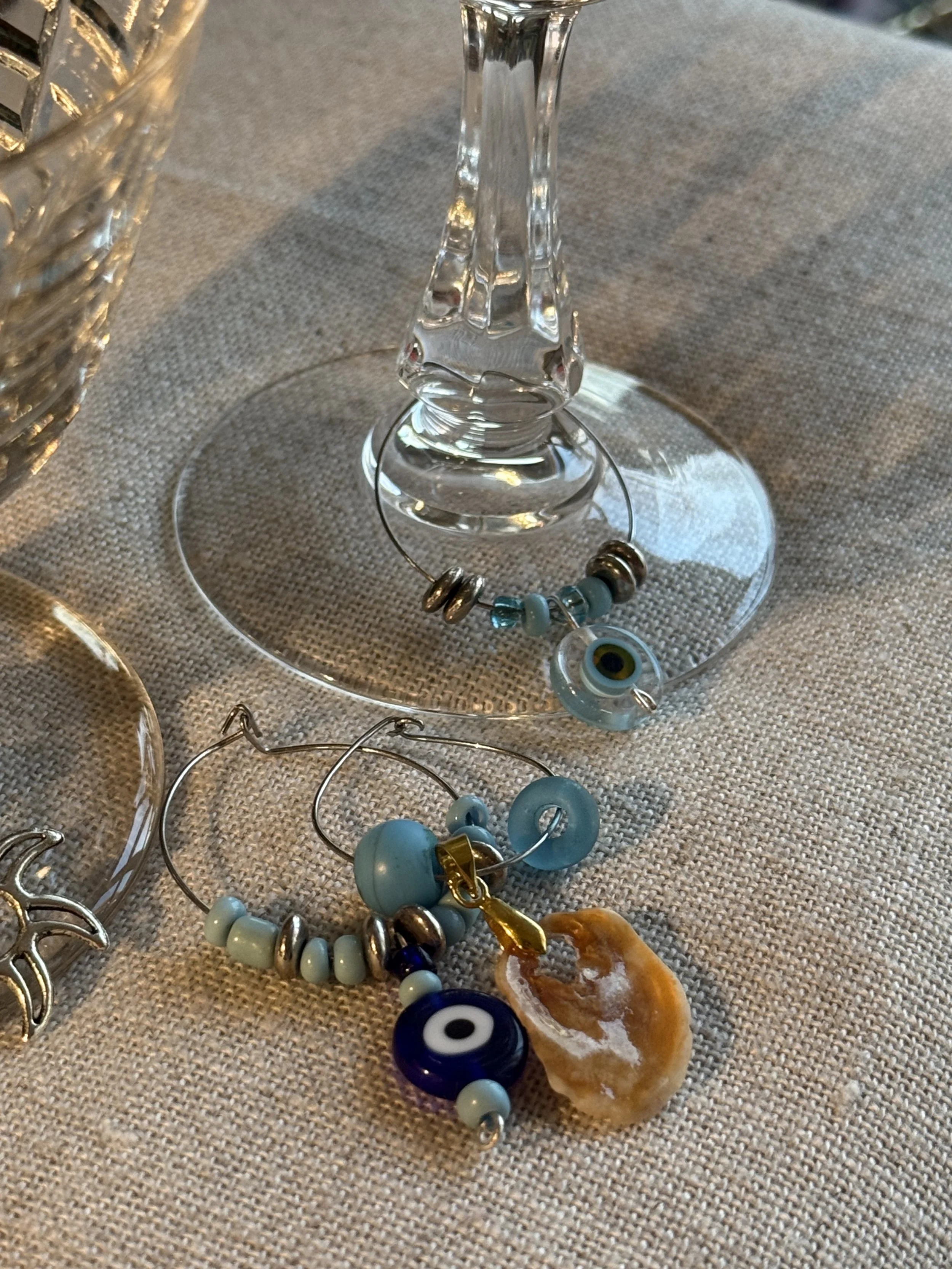 Blue and White Wine Glass Charms