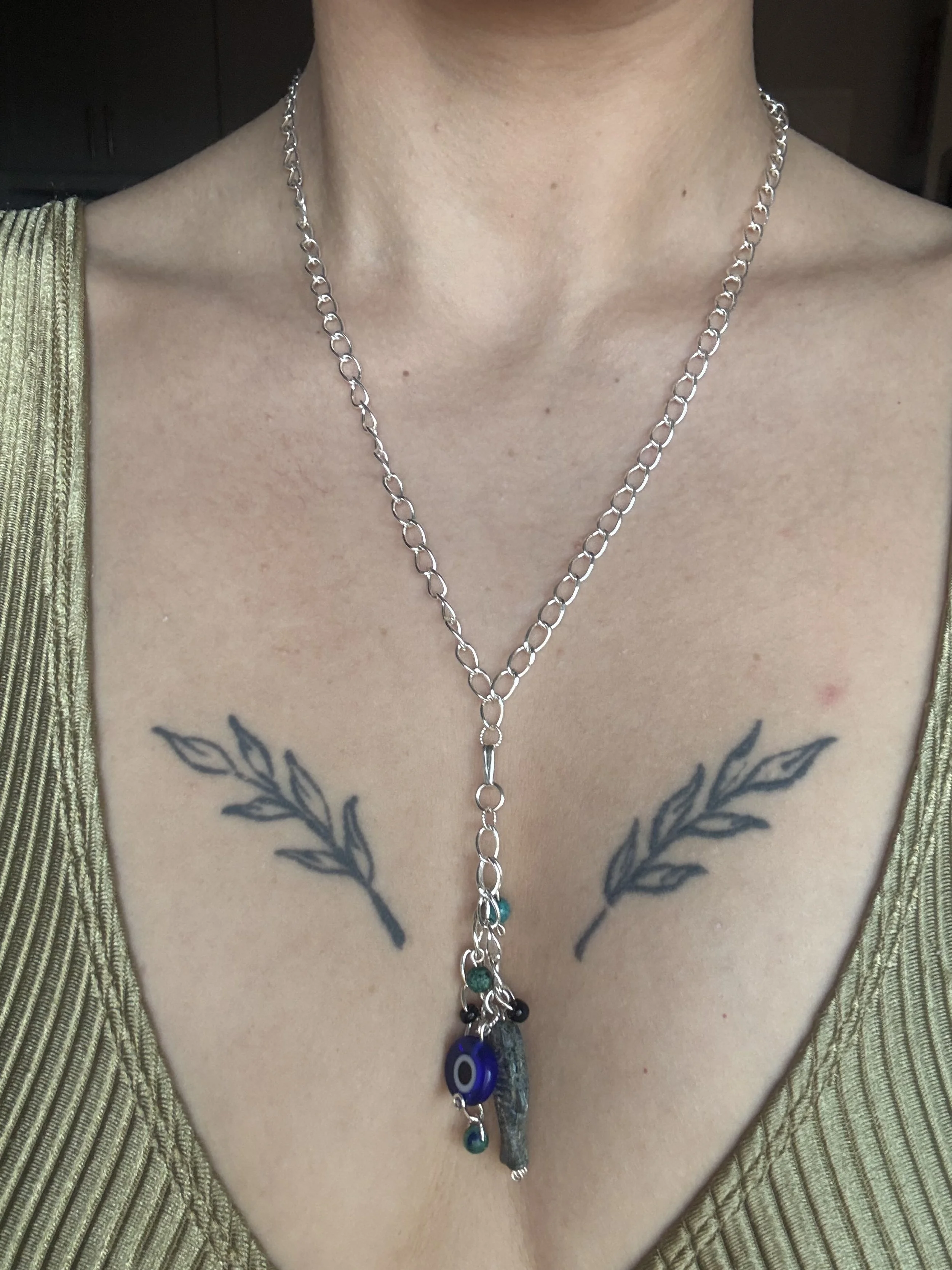 Silver Fish Charm Drop Necklace