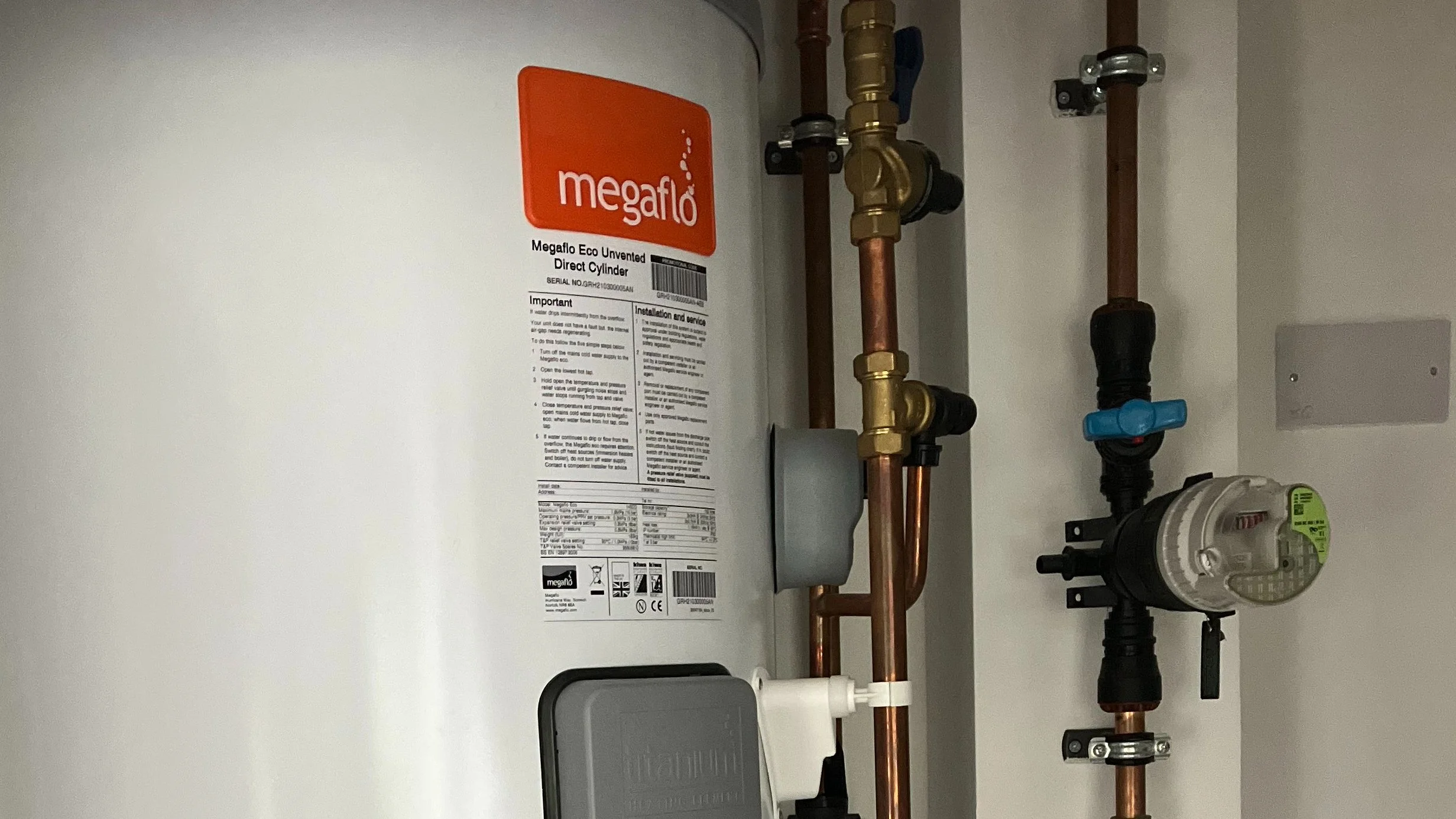 Megaflo unvented hot water cylinder repair and servicing by Manchester Plumbing Services in Manchester.