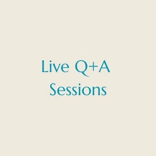 Text saying 'Live Q+A Sessions' on a light background
