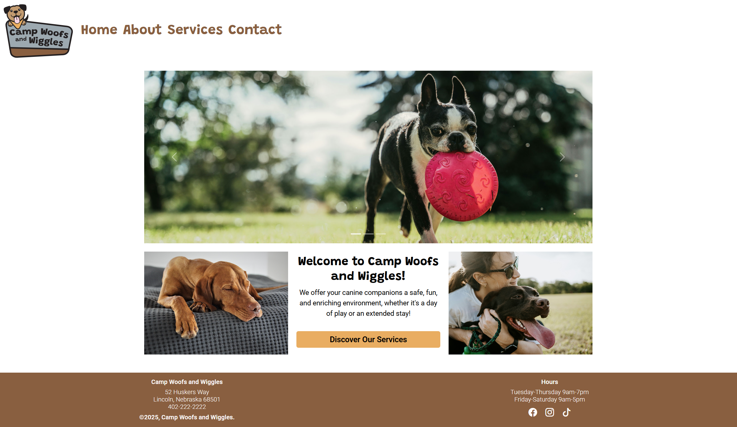 Camp Woofs and Wiggles Website Thumbnail