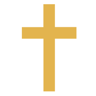 Golden cross symbol on a black background.