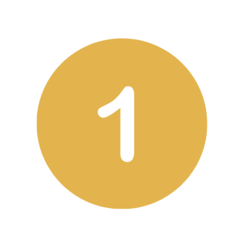 Gold circle with white number one inside