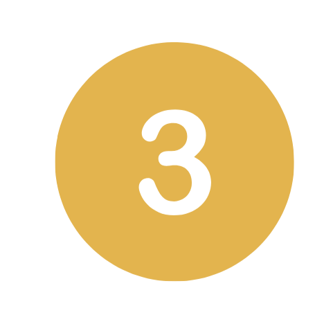 Gold circle with the number 3 in white centered on it.