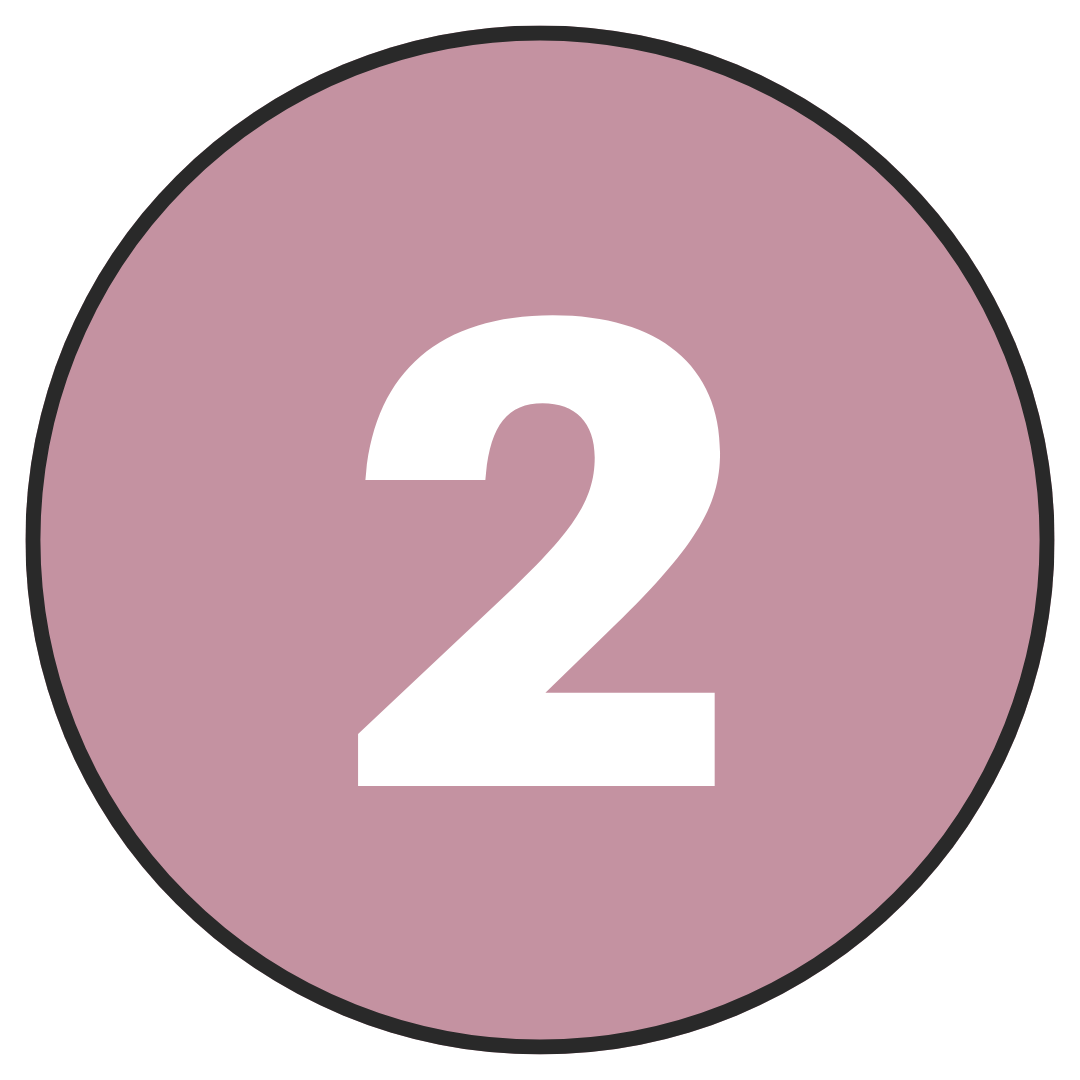 A circular icon with a pink background and a large white digit '2' in the center.