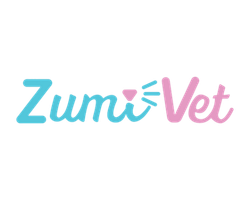 Logo for ZumVet, a veterinary service, with the words 'Zum' in blue and 'Vet' in pink.