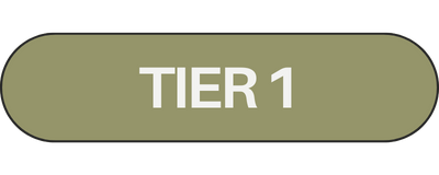 A rounded rectangular sign with a green background and white text reading 'TIER 1'