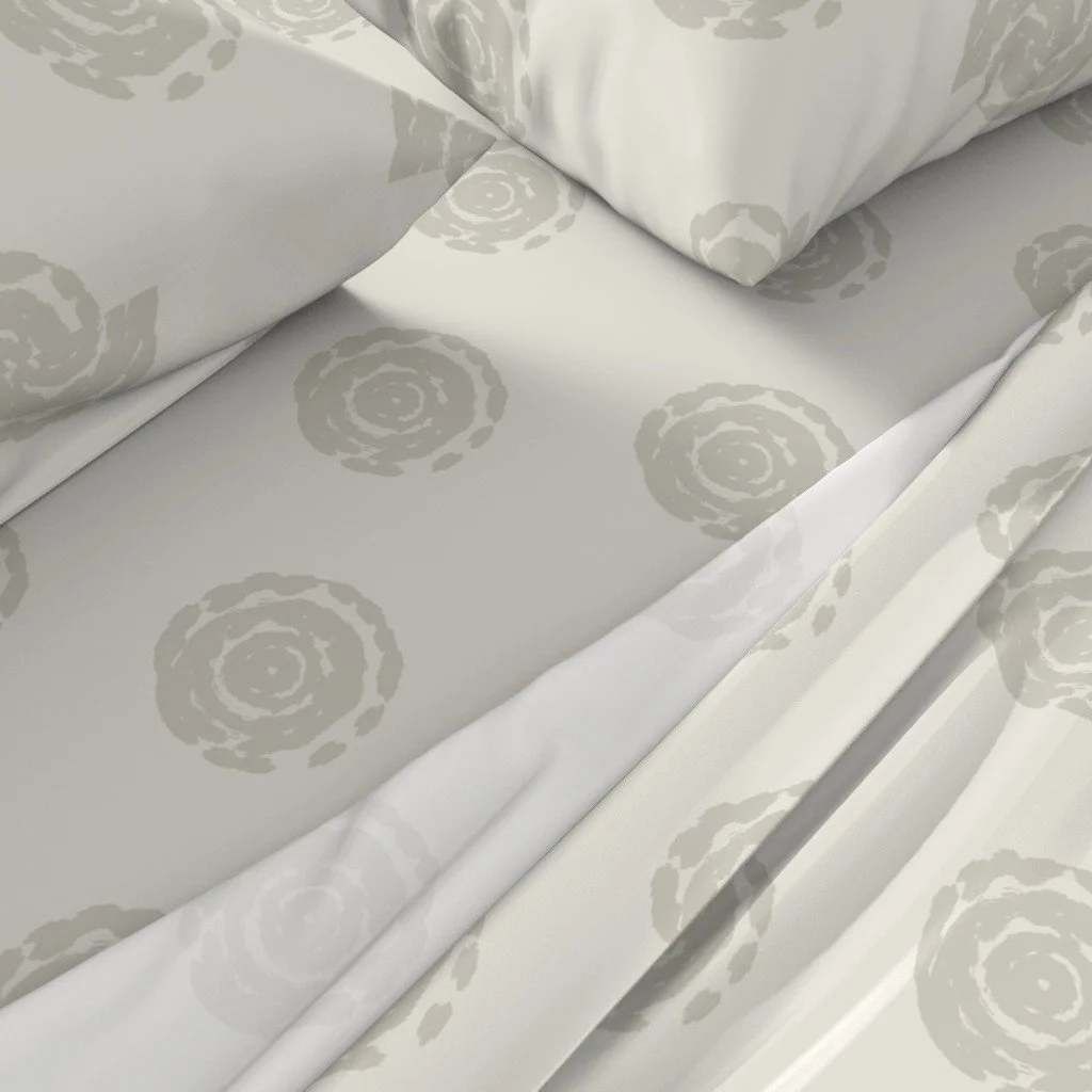 Sheet Set in Benjamin Moore colors Sea Salt & Paris Rain 
