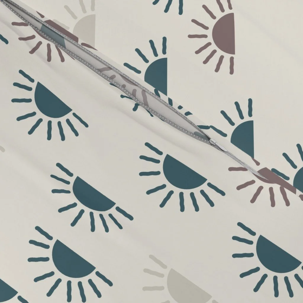 Duvet Cover in Modern Boho Half Circle Sun Geometric