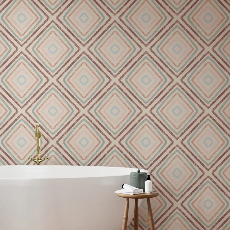 Wallpaper in Textured Earthy Boho Diamonds Earth Tones