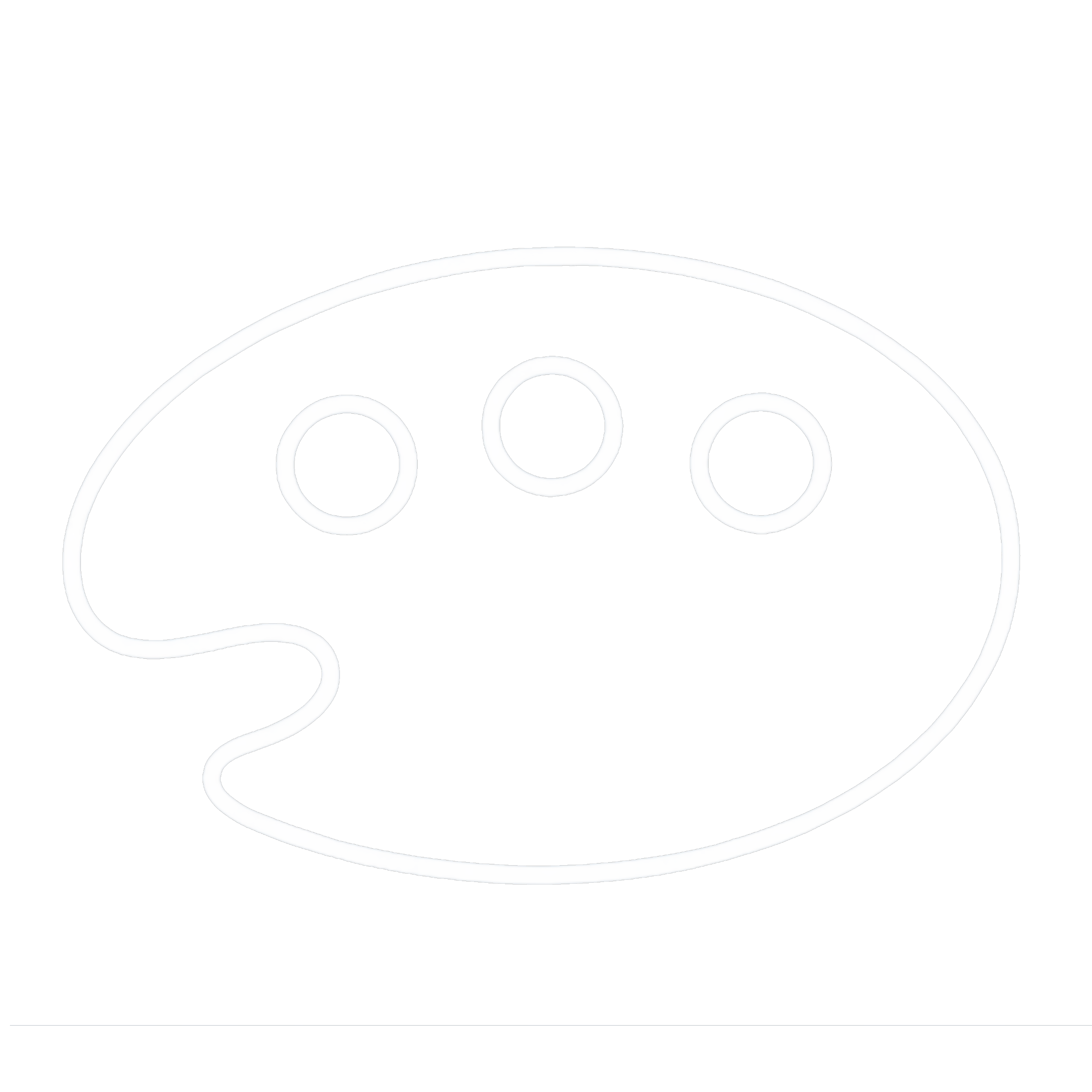 Line art icon of an artist's palette symbolizing the option to request recolouring of a design.