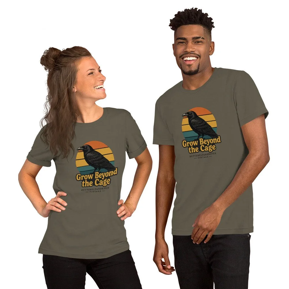 Grow Beyond The Cage Butterfly & Raven Vintage Unisex t-shirt