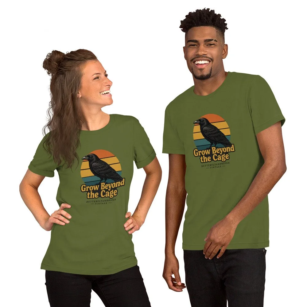 Grow Beyond The Cage Butterfly & Raven Vintage Unisex t-shirt