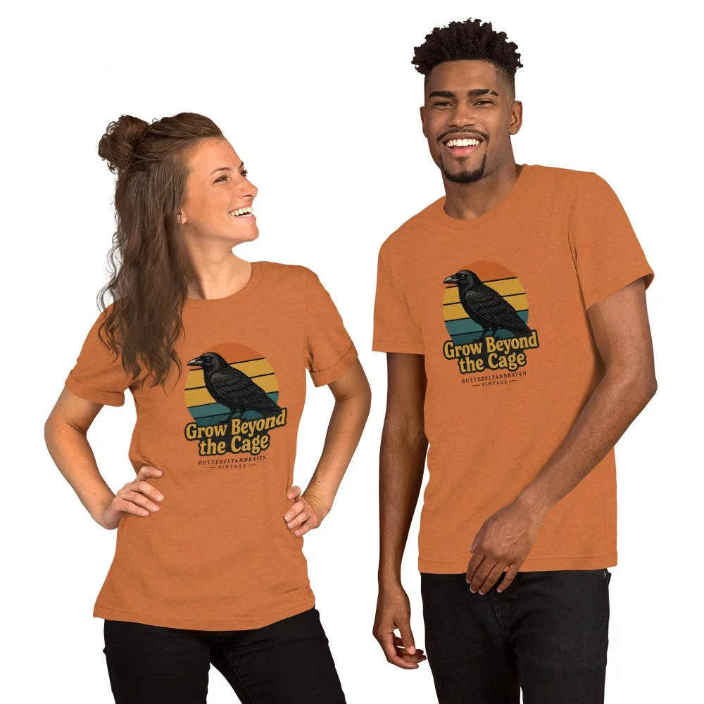 Grow Beyond The Cage Butterfly & Raven Vintage Unisex t-shirt