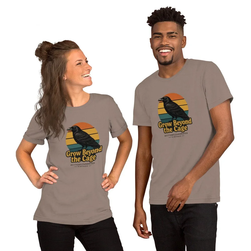 Grow Beyond The Cage Butterfly & Raven Vintage Unisex t-shirt