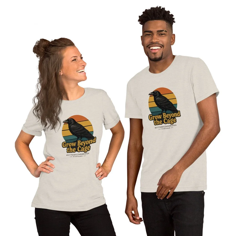 Grow Beyond The Cage Butterfly & Raven Vintage Unisex t-shirt