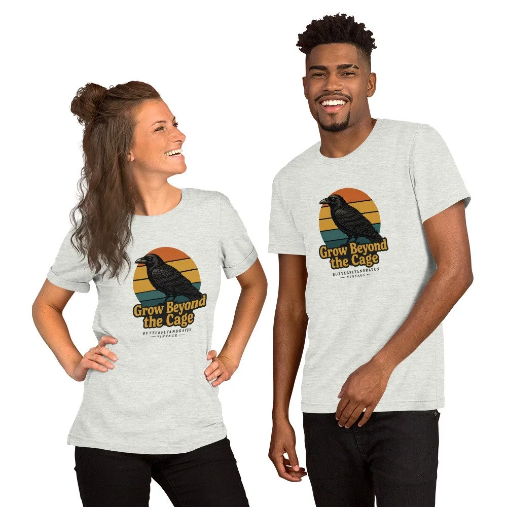 Grow Beyond The Cage Butterfly & Raven Vintage Unisex t-shirt