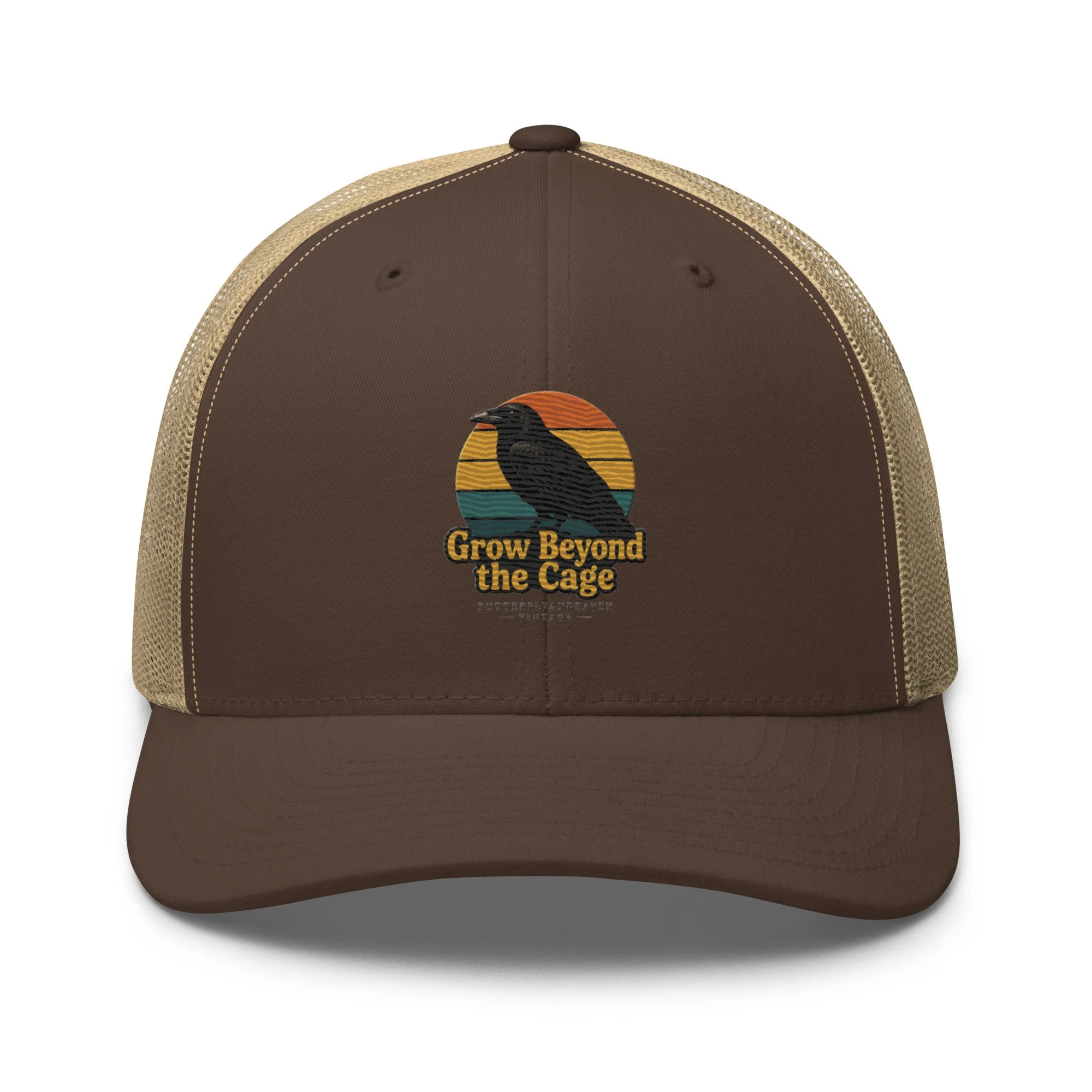 Grow Beyond The Cage ButterflyAndRaven Vintage Trucker Cap