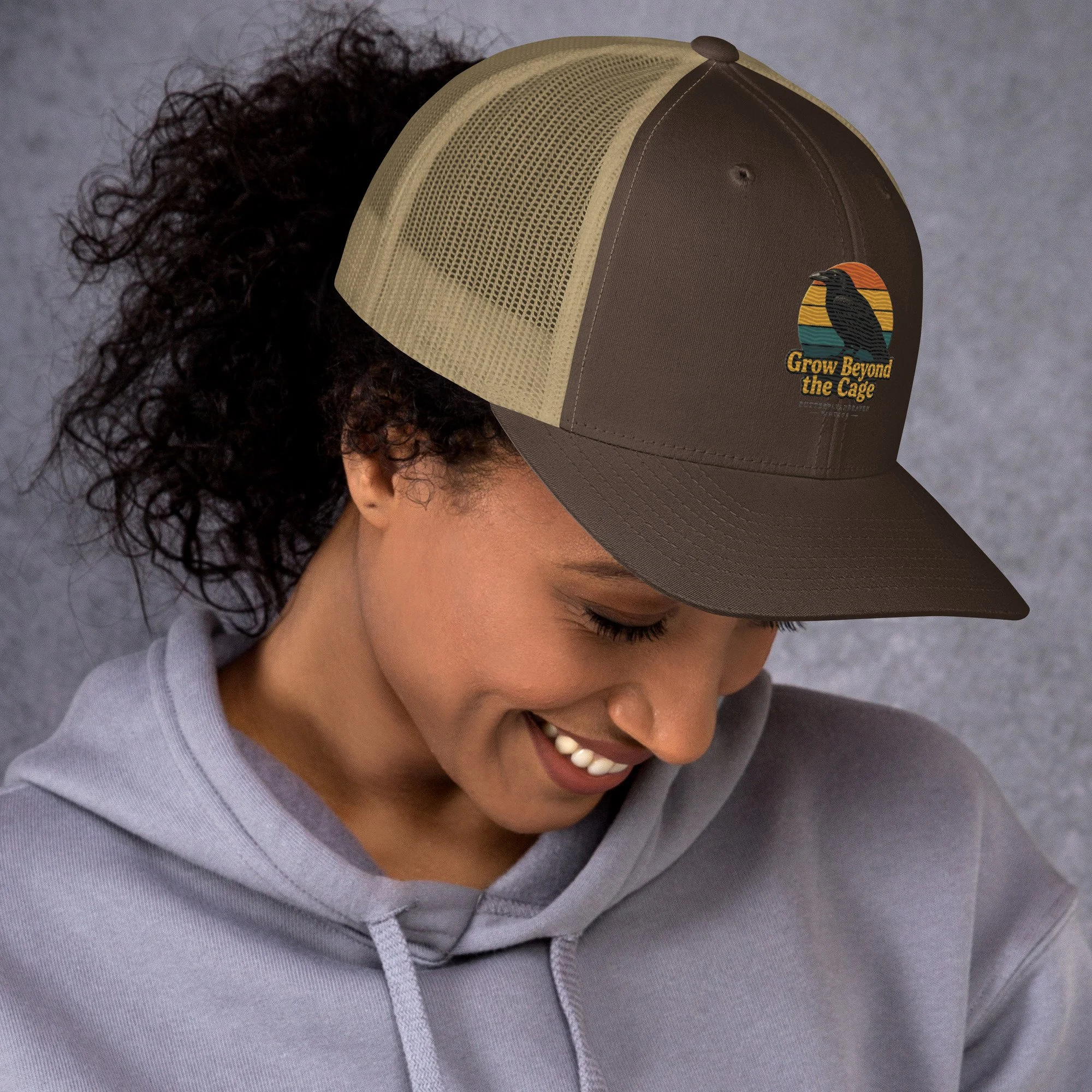 Grow Beyond The Cage ButterflyAndRaven Vintage Trucker Cap
