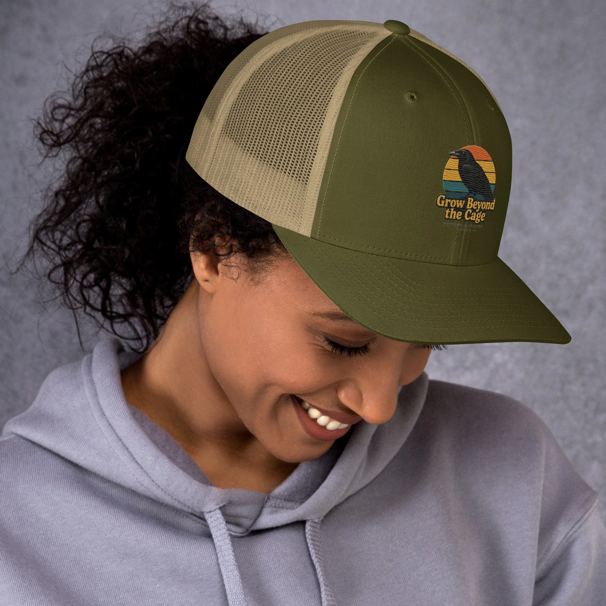 Grow Beyond The Cage ButterflyAndRaven Vintage Trucker Cap