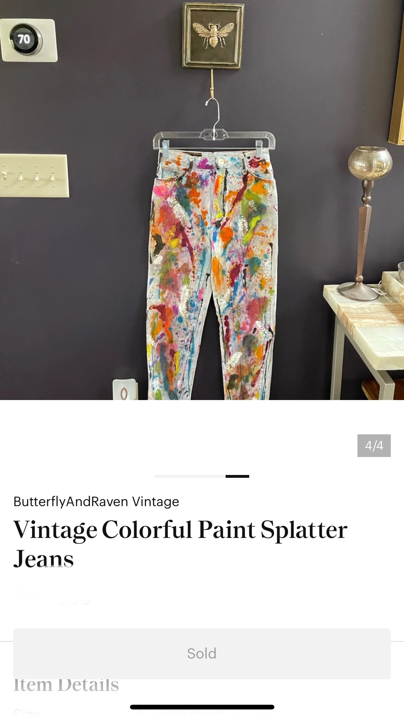 Vintage Colorful Paint Splatter Jeans
