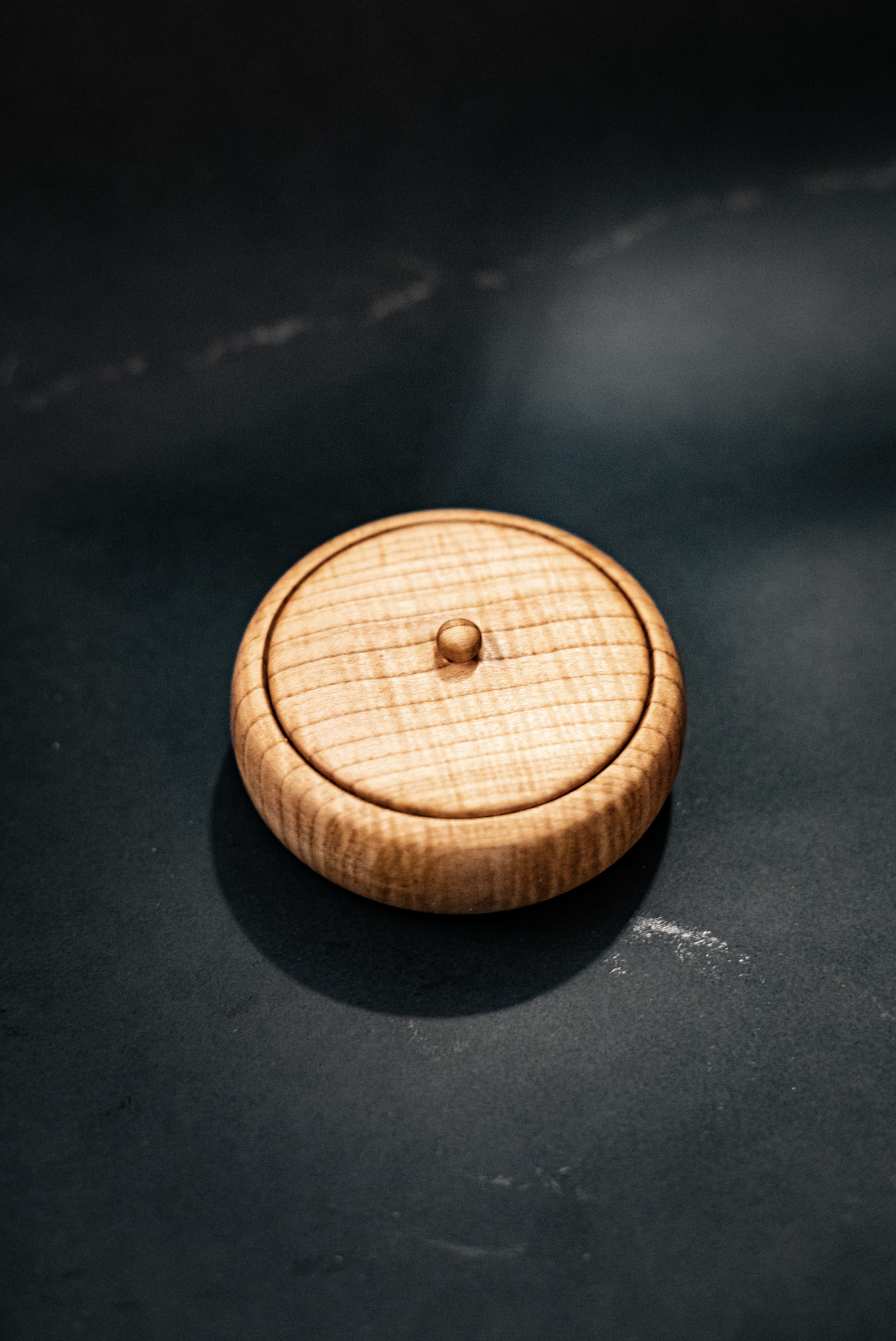 Lidded vessel, figured maple. 2023.