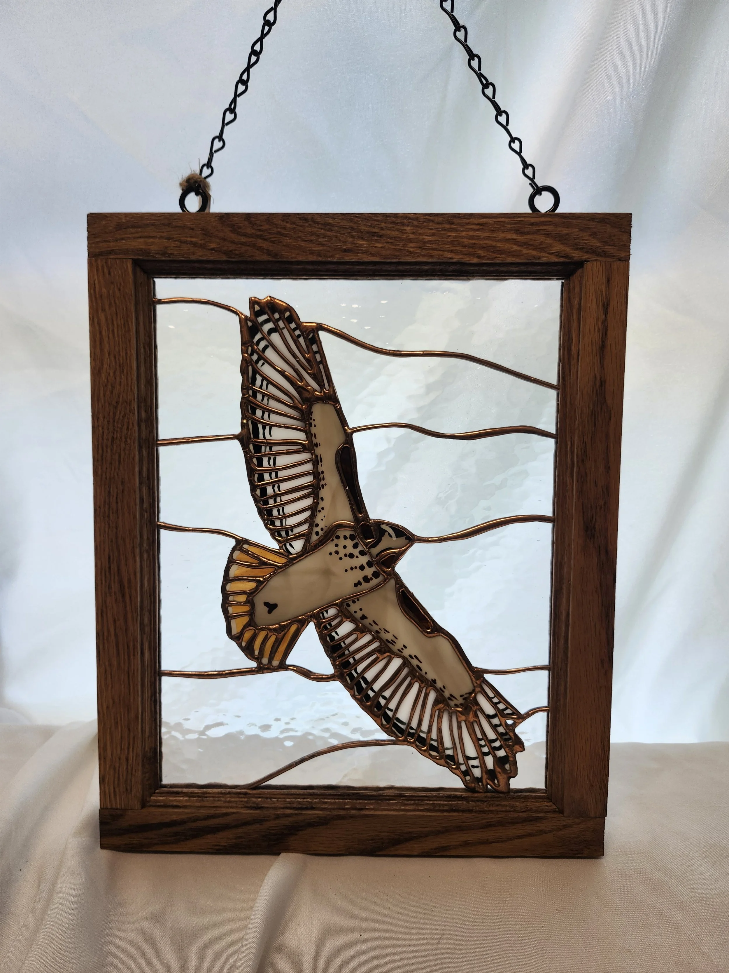 Majestic Red Tailed Hawk Stained Glass Panel