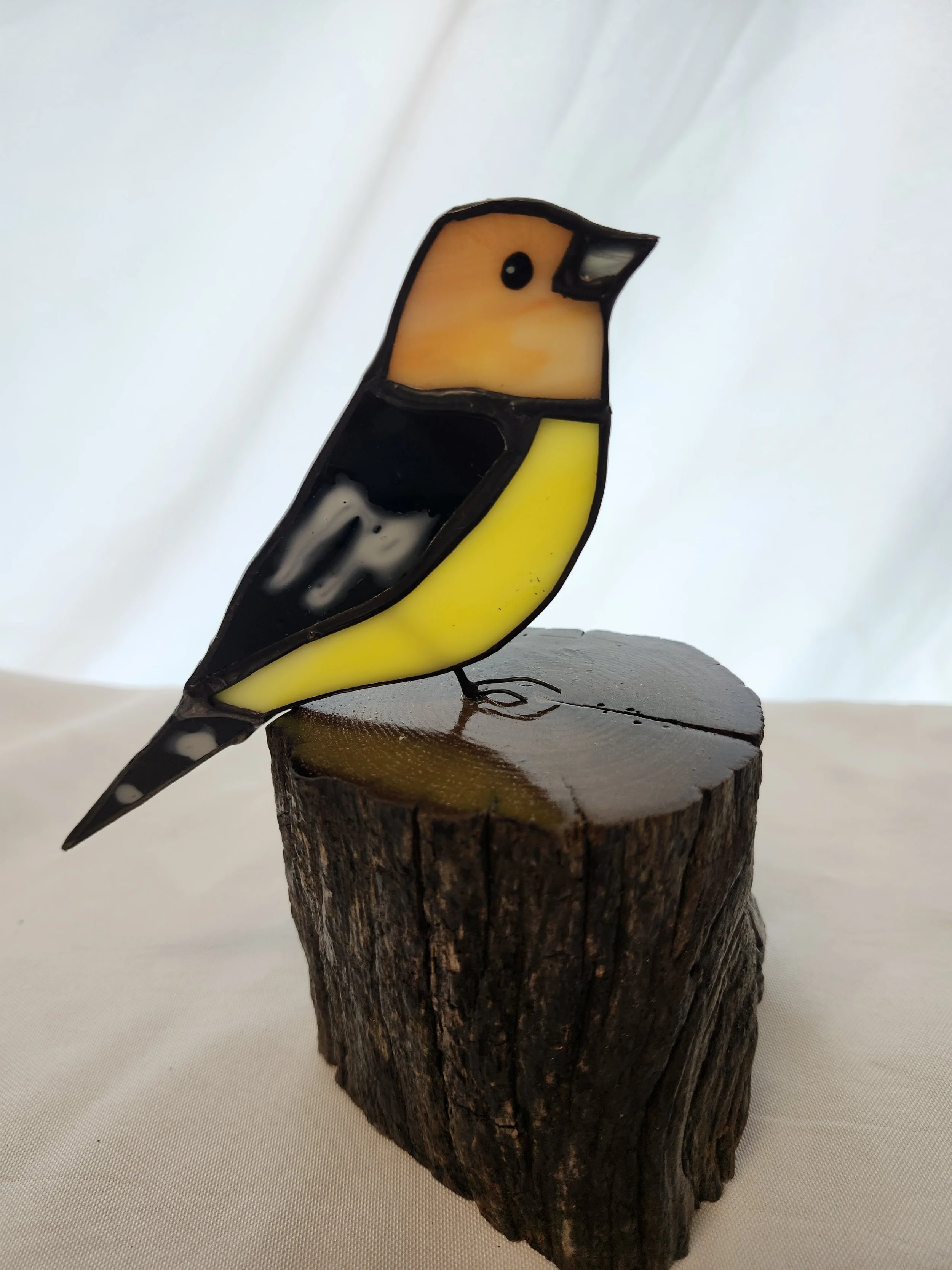 Handcrafted Stained Glass Western Tanager Sculpture