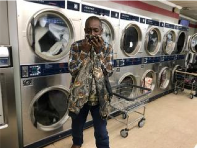 This is one of our new friends that loves the smell of his clean jacket!He gave us permission to use his picture.