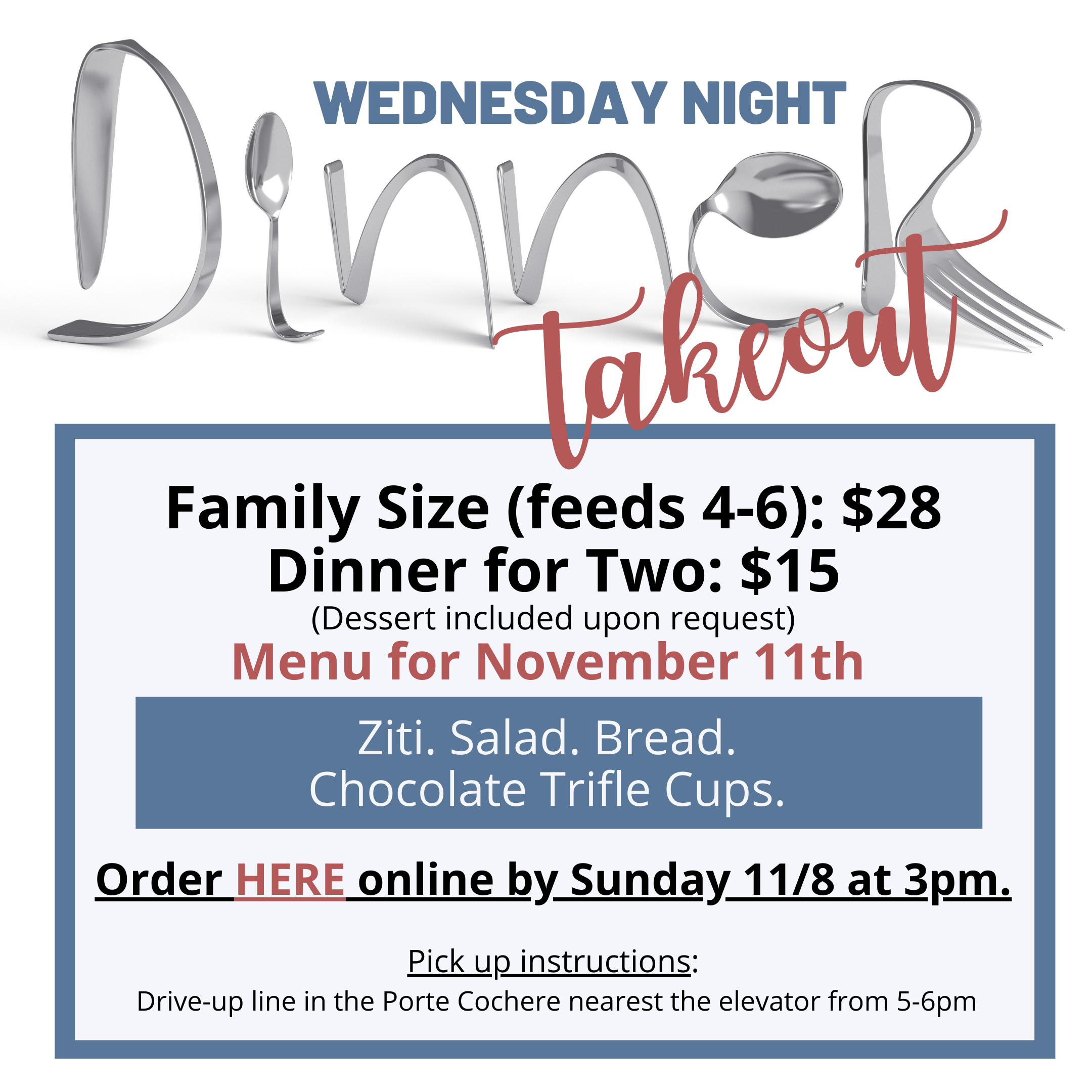 Click HERE to place your dinner order.