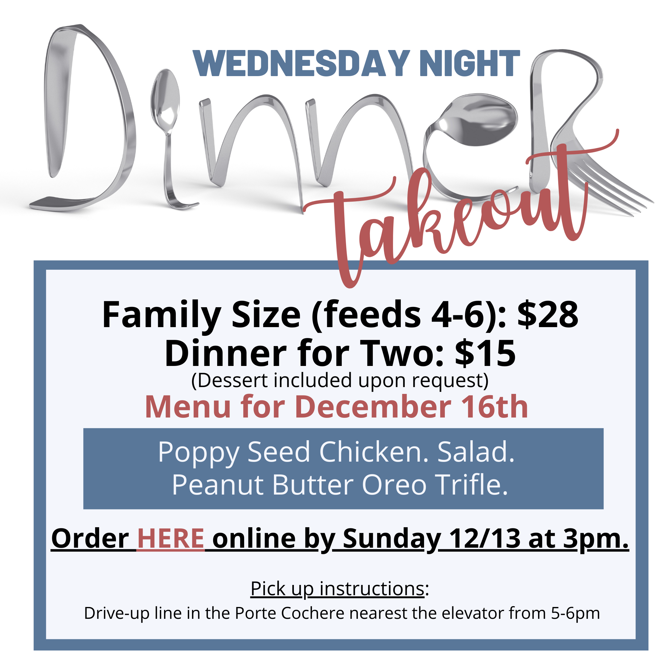 Click HERE to place your dinner order.