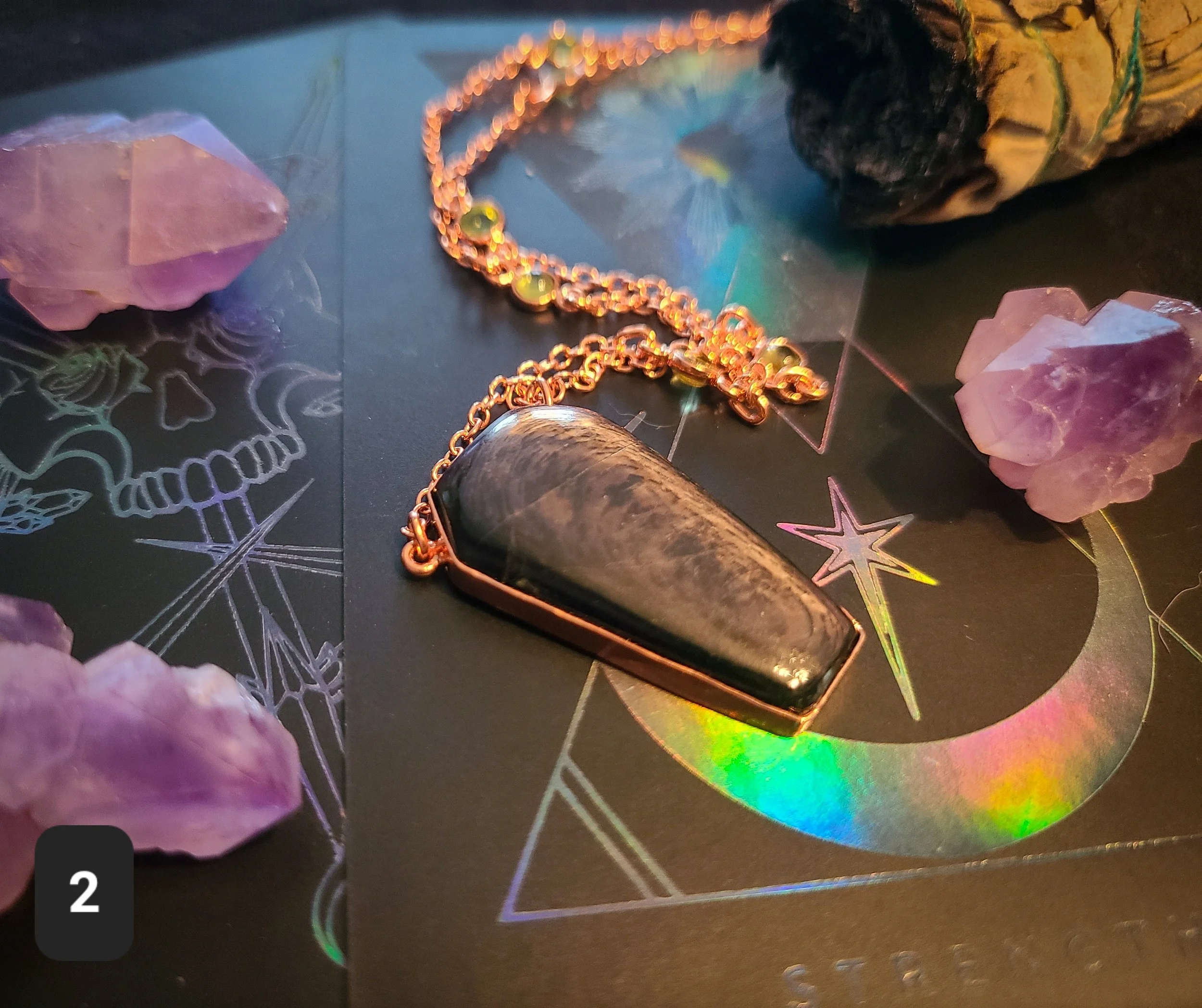 Hypersthene Coffin Necklace