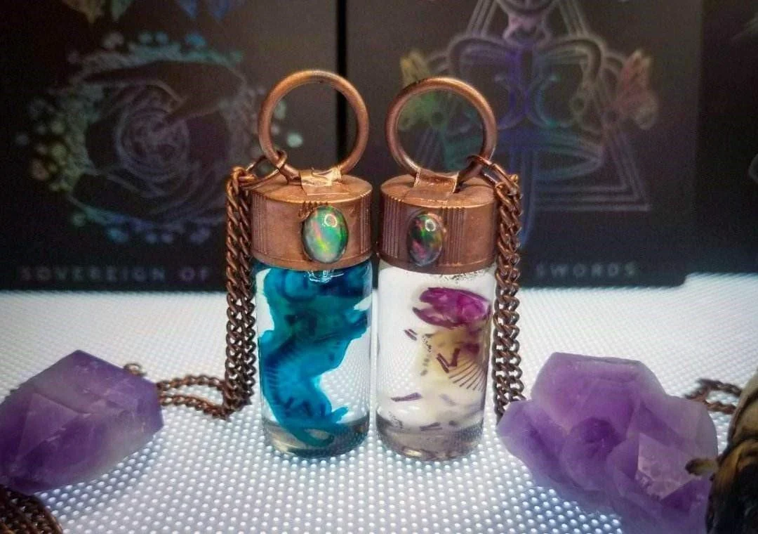 Copper Electroformed Diaphanized Mice with Smoked Opal Accents
