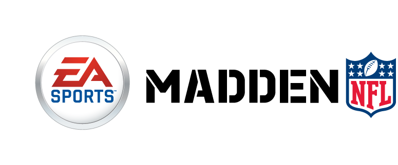 Logo for EA Sports Madden NFL video game with EA Sports and NFL shields.