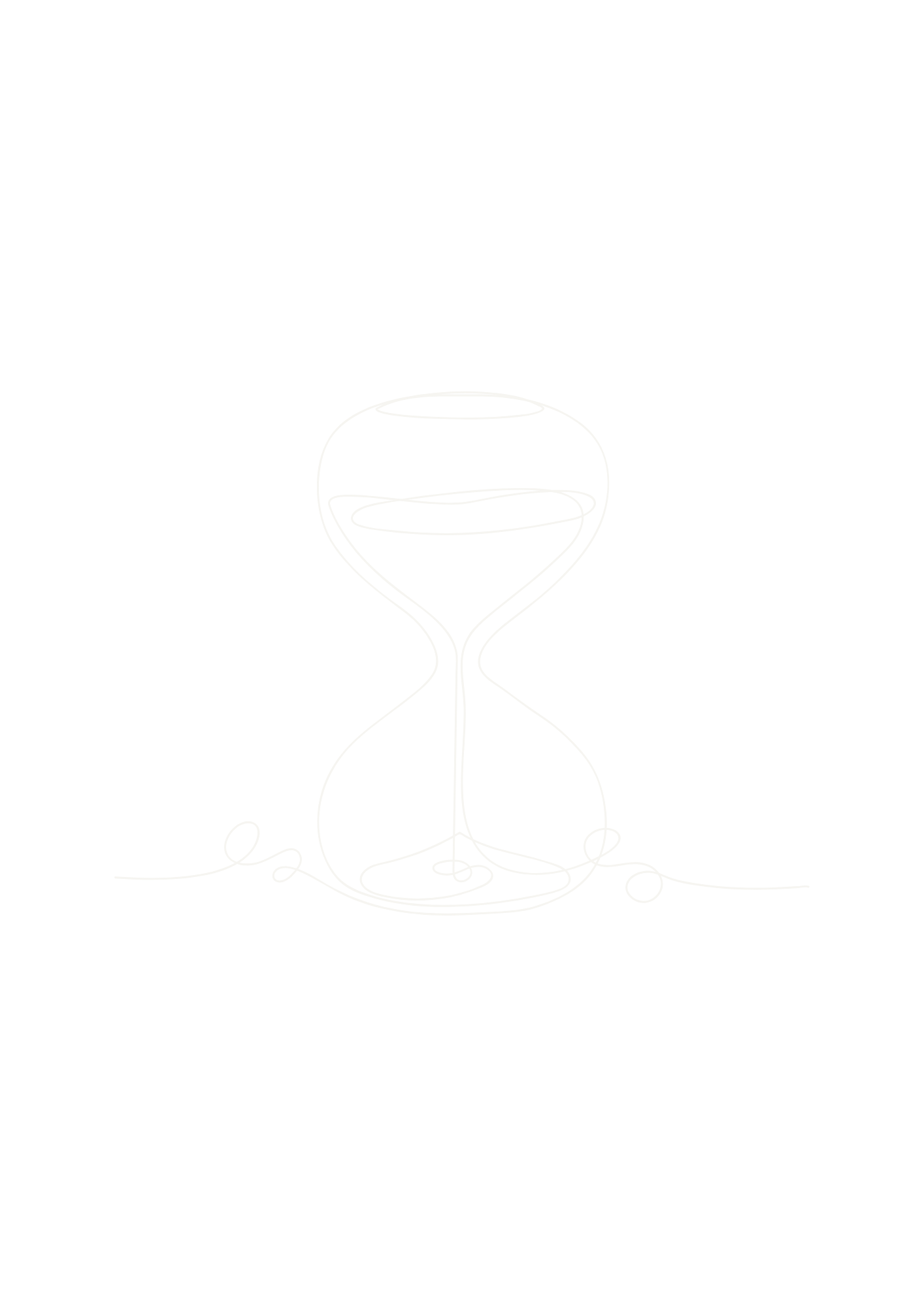 Line drawing of a wine glass with a swirling liquid, on a black background.