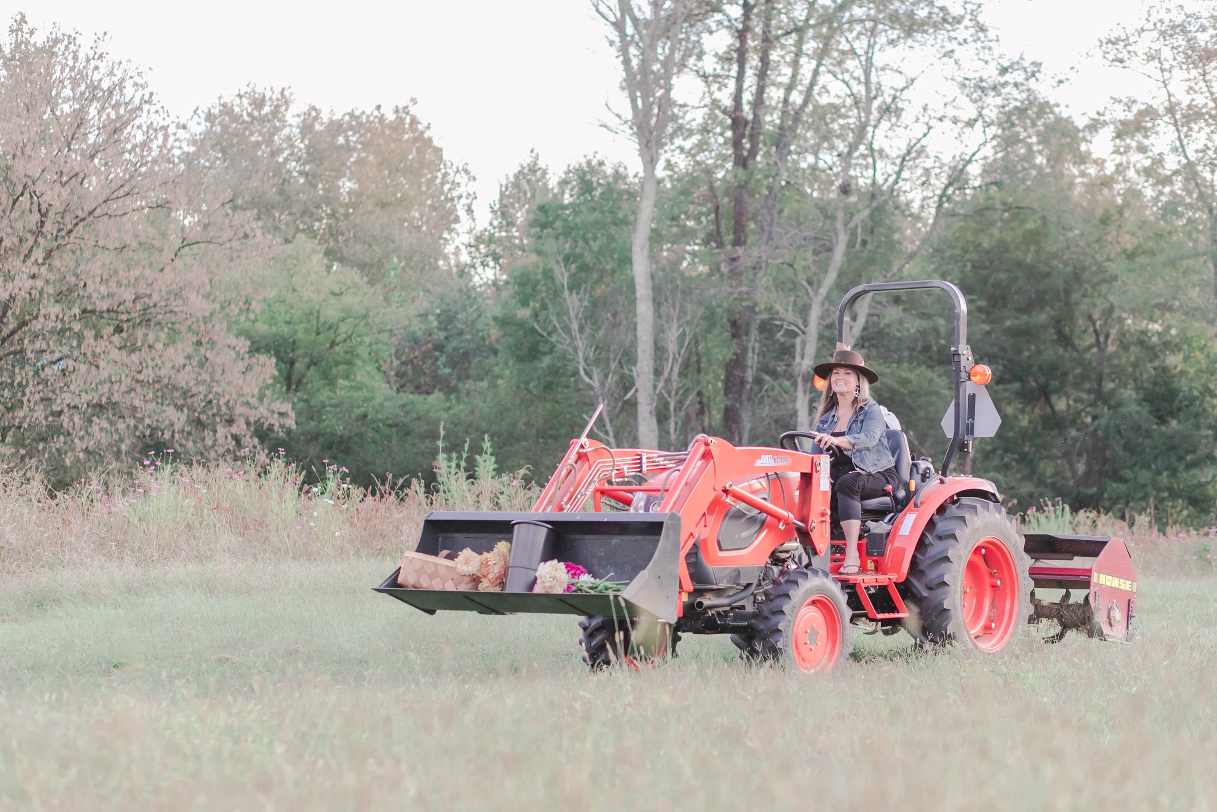Owner Cindy Thomas of The Reserve at Two Horses Farm photographed in the venue’s manicured flower fields in Morganton, North Carolina