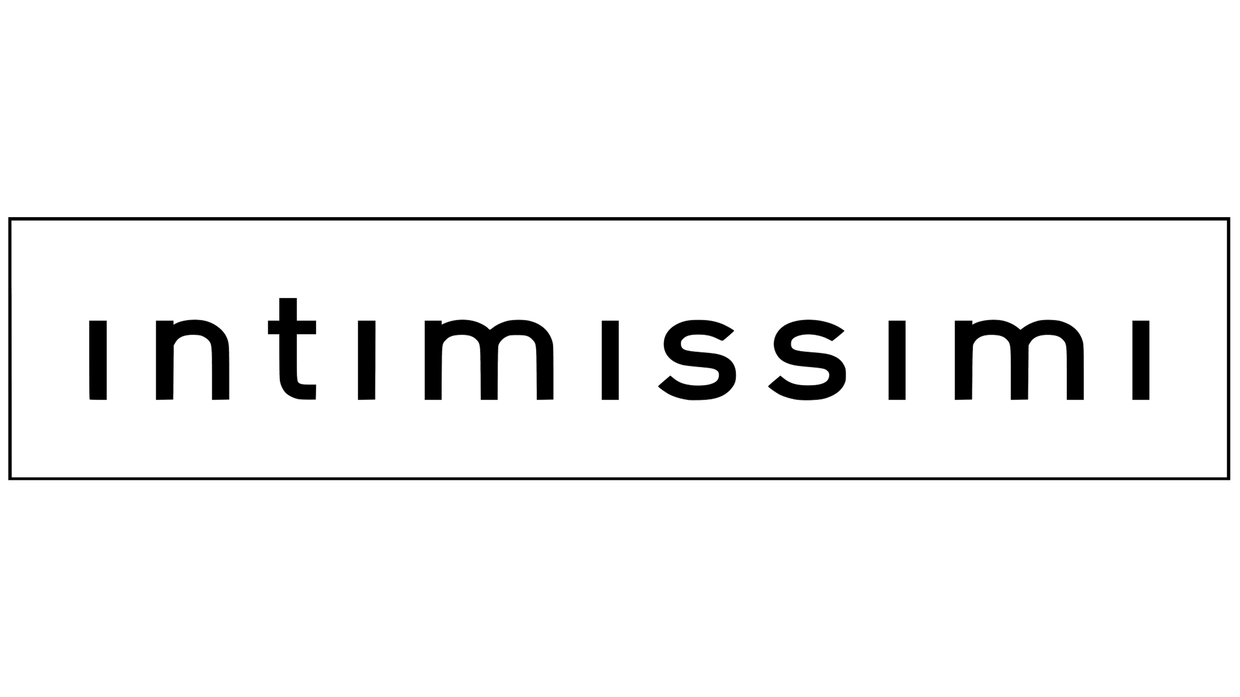 Neon sign displaying the words 'intimissimi' in lowercase letters on a dark background.