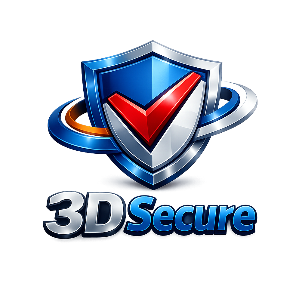 3D logo with a shield and checkmark, with the text '3D Secure' beneath it, indicating a security feature for online transactions.