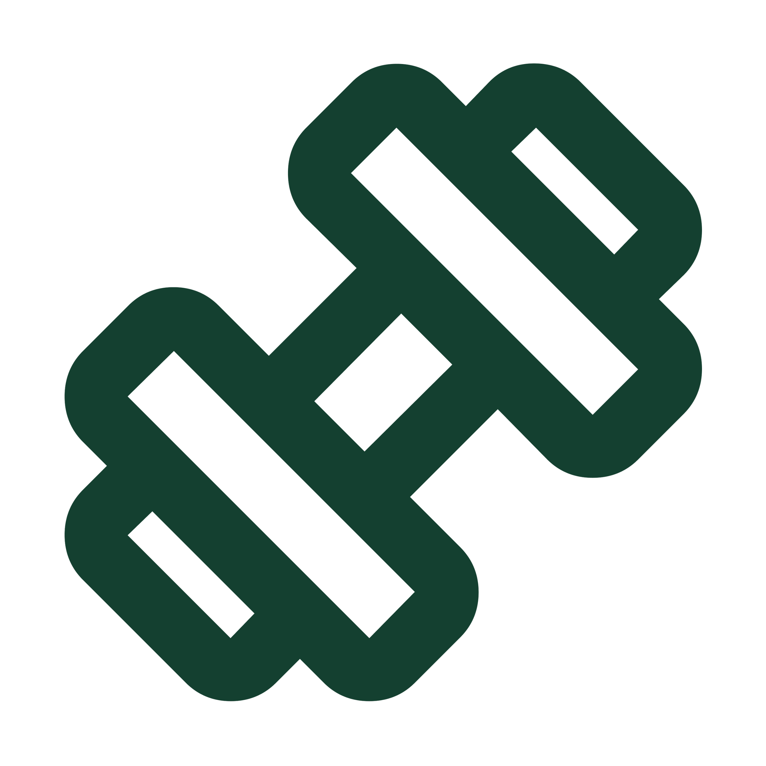 Green dumbbell icon on a white background