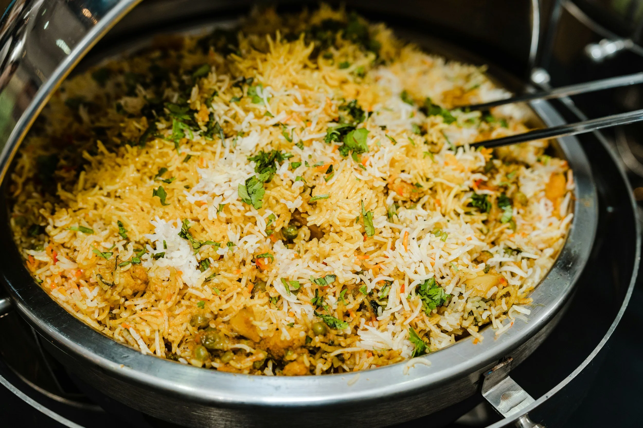 desi food blog - view of biryani with jasmine rice