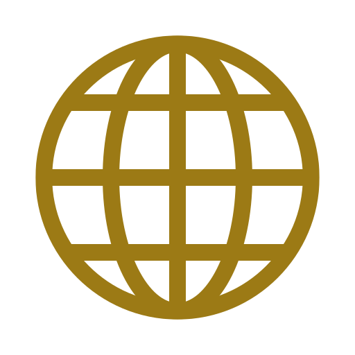 Gold and black globe icon representing internet or global connectivity.